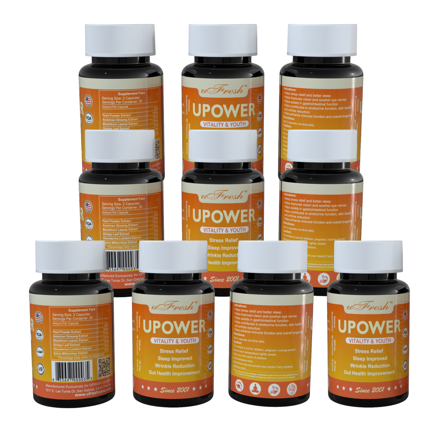 UPOWER Vitality & Youth Supplement, 30 Day Supply, 60 Capsules