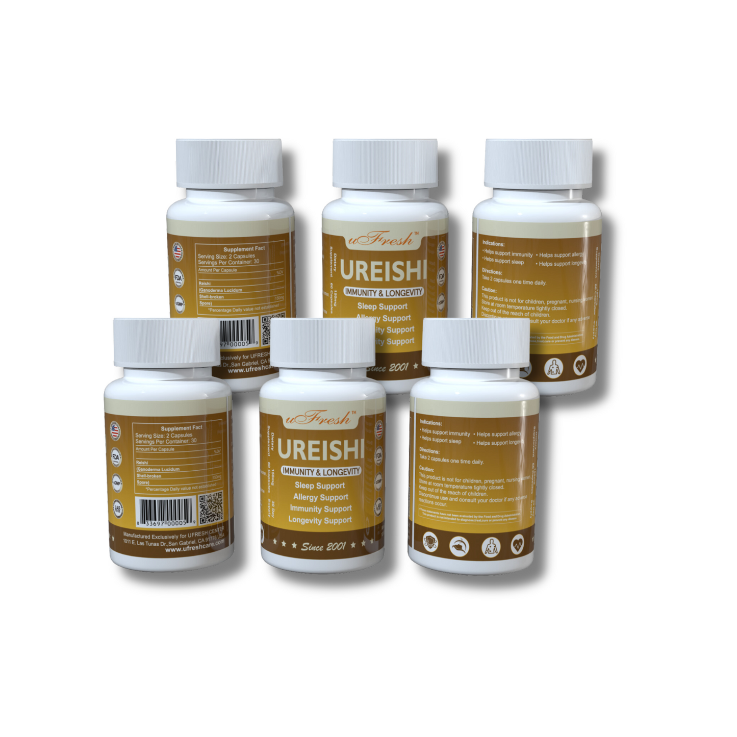 UREISHI Immunity & Longevity Support Supplement, 60 Capsules, 30 Day Supply