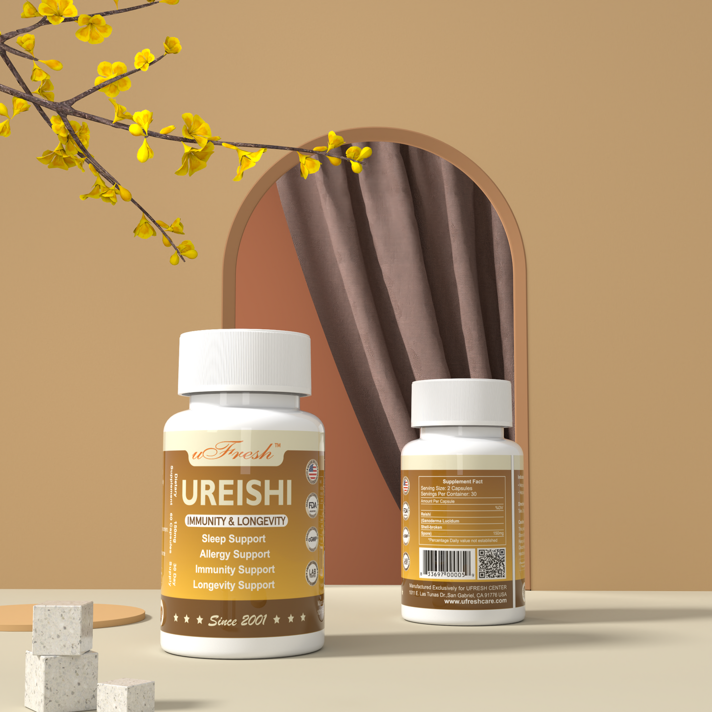 UREISHI Immunity & Longevity Support Supplement, 60 Capsules, 30 Day Supply