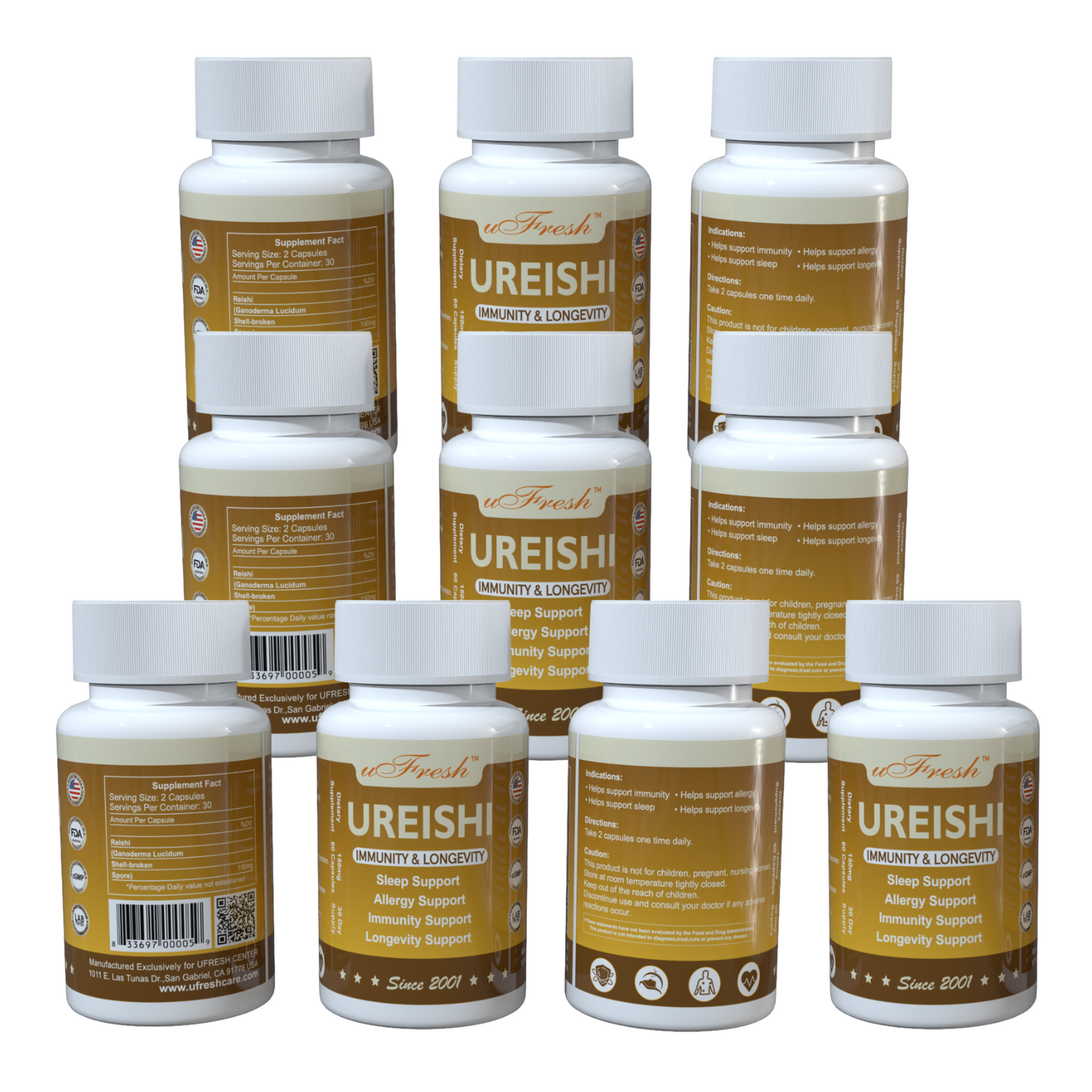 UREISHI Immunity & Longevity Support Supplement, 60 Capsules, 30 Day Supply