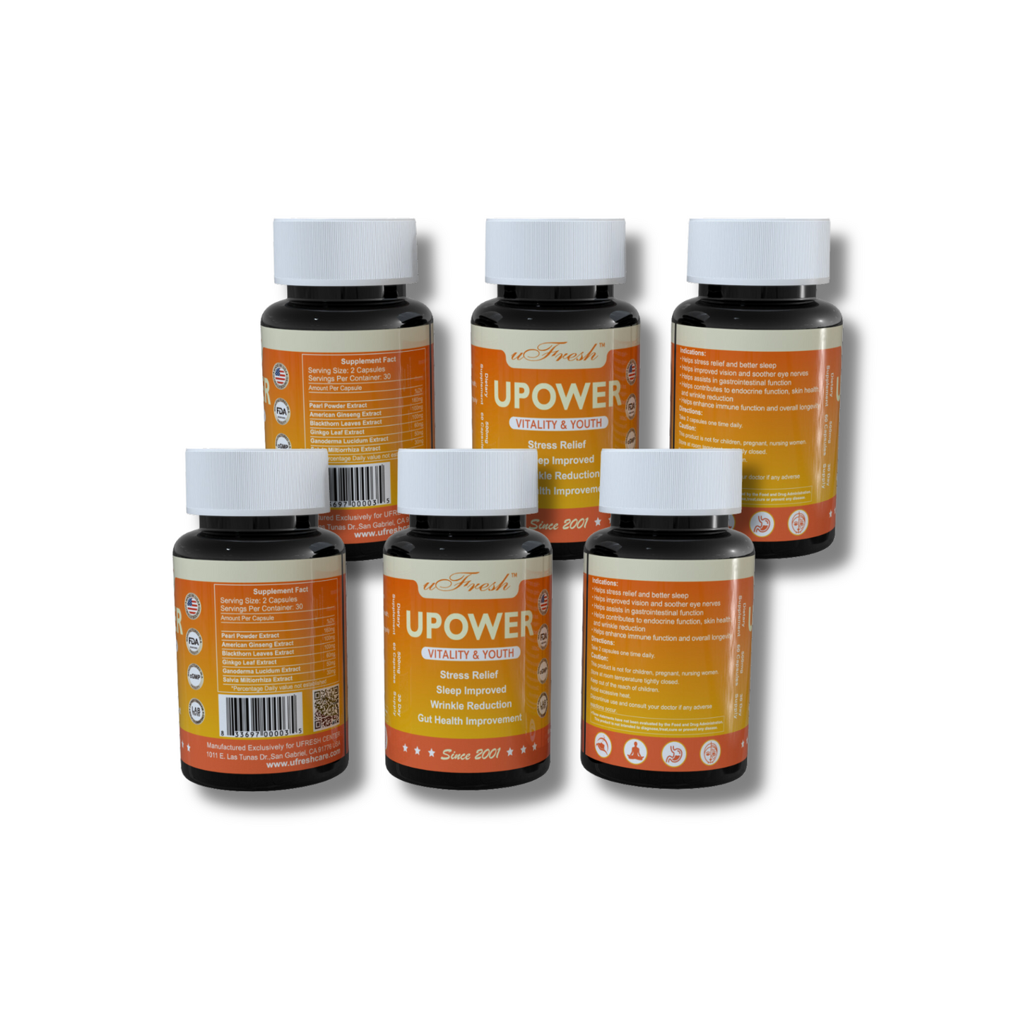 UPOWER Vitality & Youth Supplement, 30 Day Supply, 60 Capsules