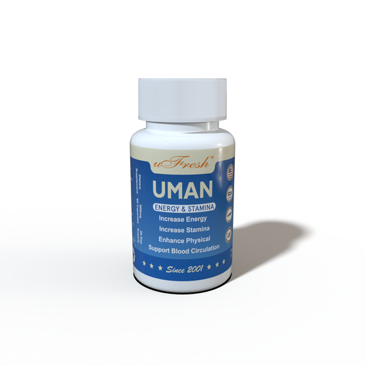 UMAN Energy & Stamina Supplement, 500mg, 30 Day Supply, 60 Capsules