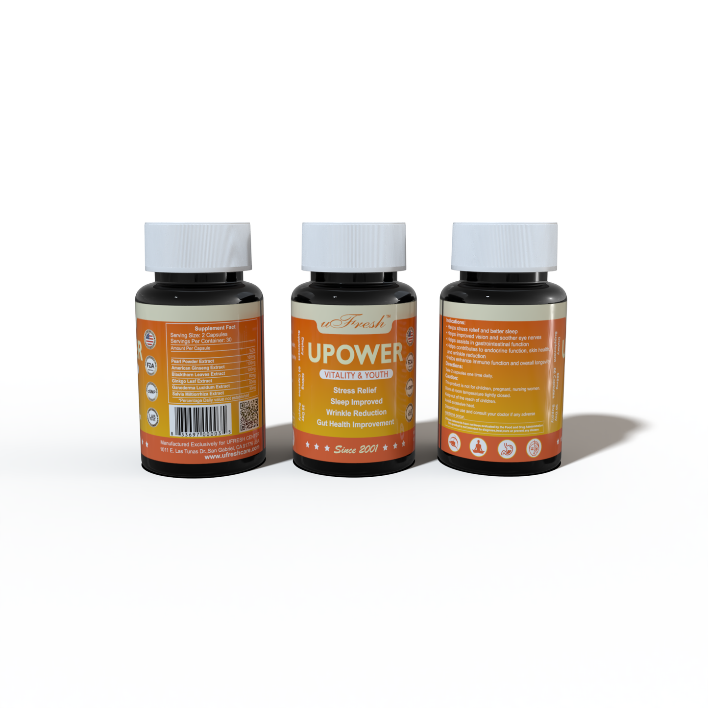 UPOWER Vitality & Youth Supplement, 30 Day Supply, 60 Capsules