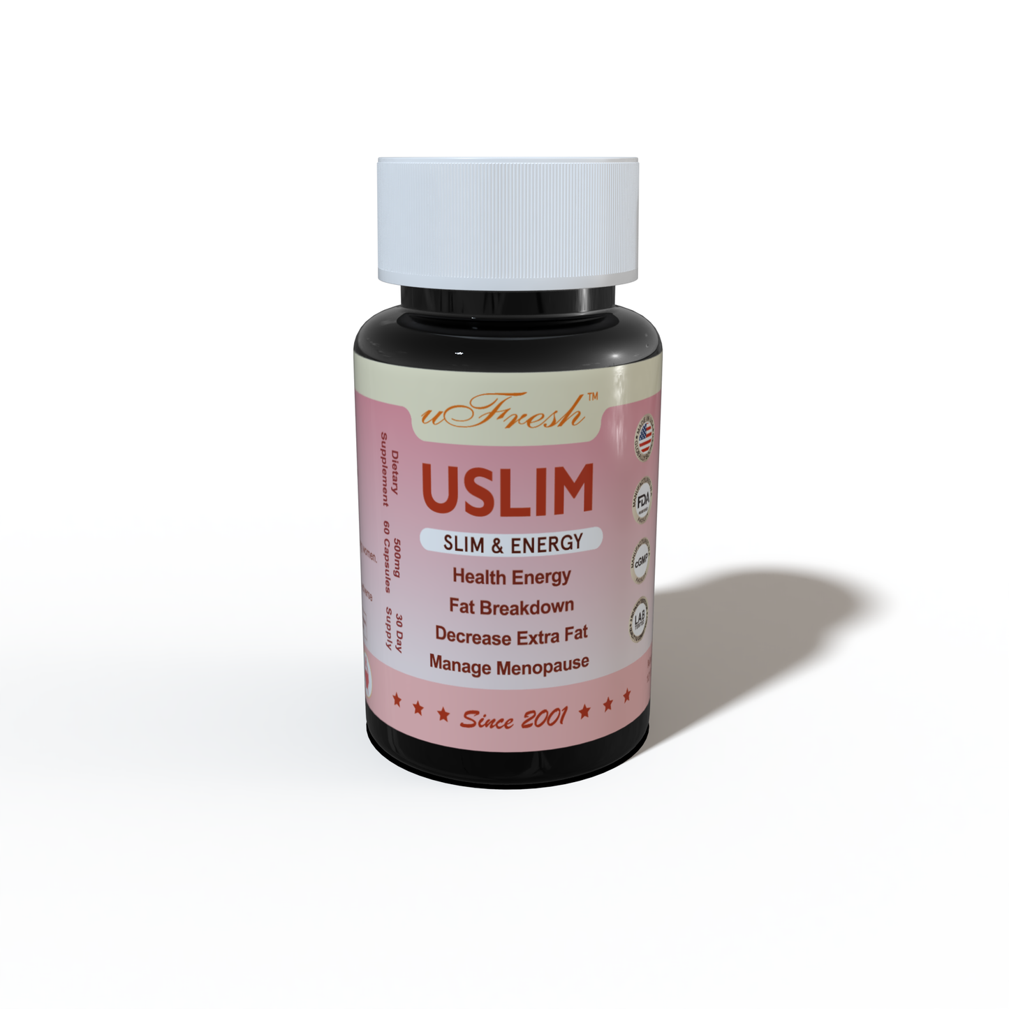 USLIM Slim & Energy Dietary Supplement, 500mg, 60 Capsule