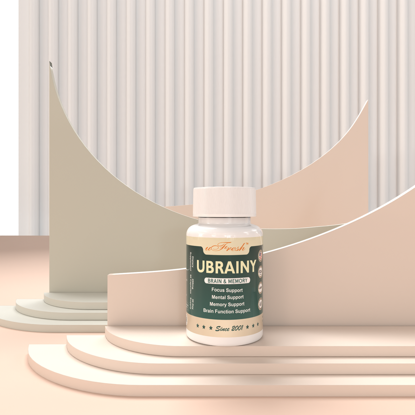 UBRAINY Brain and Memory Support, 60Capsules, 30-Day Supply